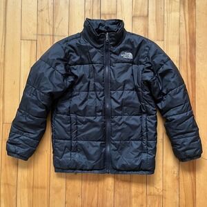 The North Face Boys Puffer Jacket Black Medium 10/12 Zip Up Insulated Winter